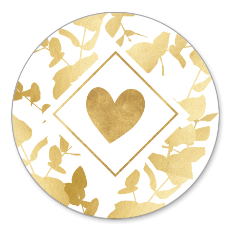 Gouden eucalyptus met hartje en kader